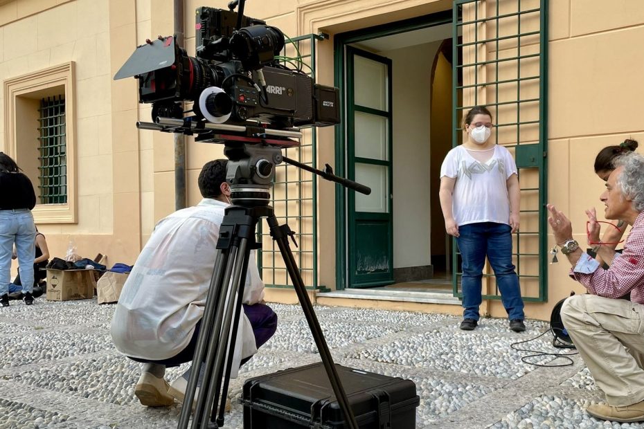 momento di una ripresa cinematografica per scrivere e girare un film