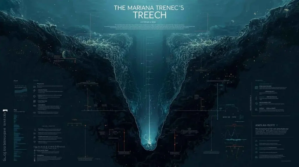 la fossa delle Marianne rappresentata da foto e grafico per rappresentare la metafora con Le Profondità dell'Animo Umano